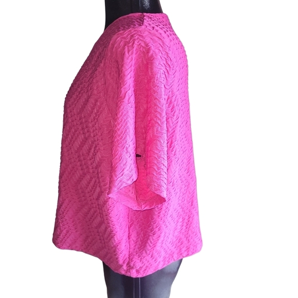 Alia Pink Textured Short Sleeve Top 2X - Picture 5 of 7